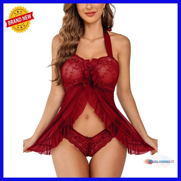 Other - Girls Lace Babydoll Dress Halter Nightgown Open Front Maternity